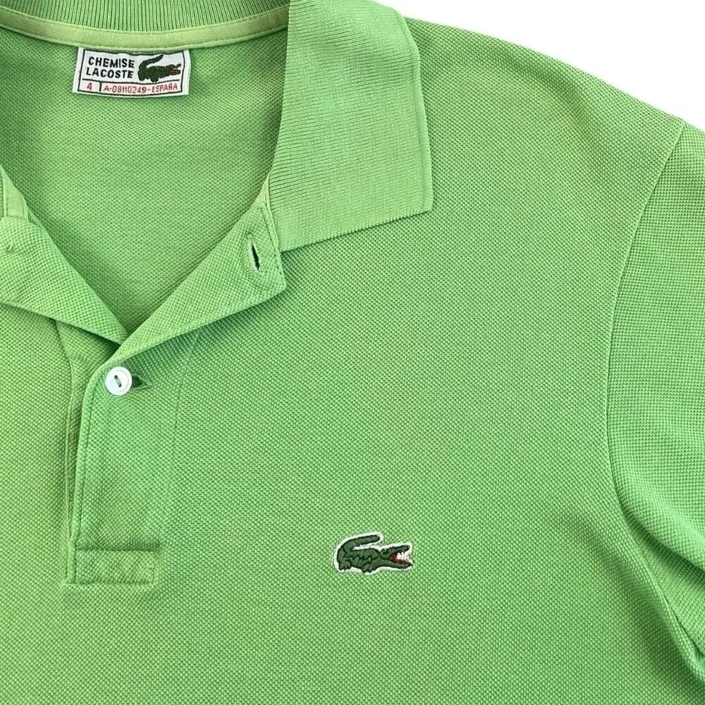 Vintage 80s 90s Chemise Lacoste Green Pique Polo Shirt Made in Spain Men’s S